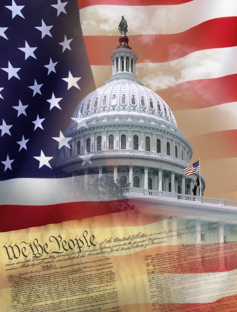 U.S Capitol, U.S. Flag, and Declaration of indeoendence
